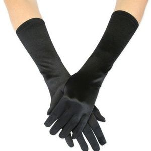Black satin gloves